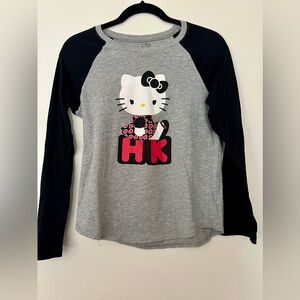 Hello Kitty Gray and Black Raglan Baseball Shirt